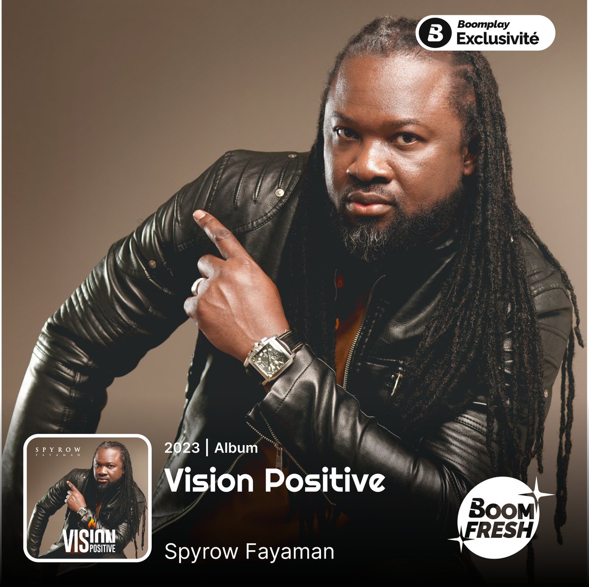 boomplaymusicfr's tweet photo. [Nouveauté] [Exclusivité]
"Vision Positive" l'album tant attendu de Spyrow est disponible en exclusivité sur Boomplay. Du Reggae qui réchauffe les coeurs et fait danser les âmes. 
https://t.co/ZIQOcNisUI
#visionpositive #Spyrowfayaman #boomplaymusicfr #boomfresh https://t.co/PAbNsyQ3H4