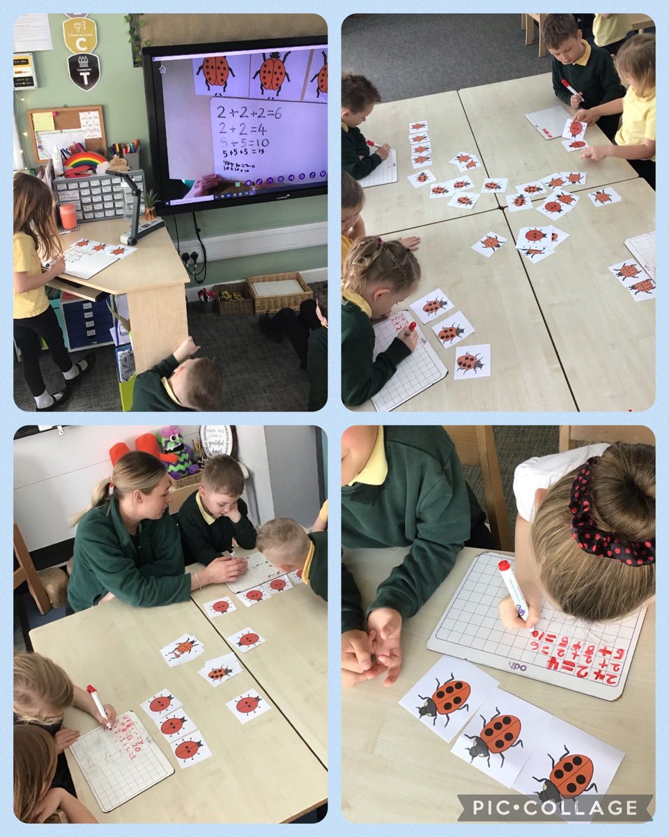 MissGrahamHGPA's tweet photo. We introduced repeated addition in Maths today. We even did some peer modelling using our visualiser to demonstrate our skills @samwilks10 #HardwickGreenPA #HardwickMaths https://t.co/ocYHKnCyde