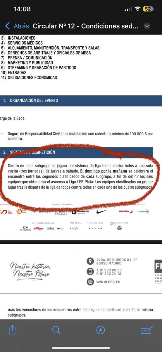 Cómo bien indica las bases subrayado y en negrita el partido para decidir el mejor segundo es por la MAÑANA, no a las 17:00 horas como pretende el club anfitrión con el beneplácito de la <a href="/CompeticionFEB/">CompeticionesFEB</a>.