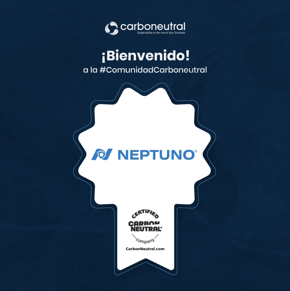 Estamos muy contentos de comunicar que #NeptunoPumps ha logrado la certificación CarbonNeutral® Company de acuerdo con “The #CarbonNeutral Protocol”, el marco global líder para la neutralidad de carbono.