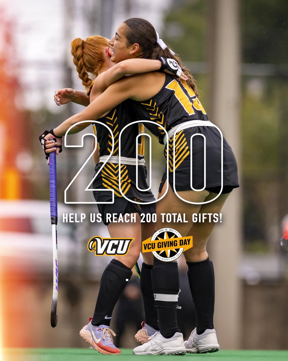 GIVING DAY❗️

Help us reach 200+ gifts between 11 a.m. - 2 p.m. today to unlock additional funds! 

Any gift counts and all gifts will make a difference in our student-athletes’ lives.

🔗 bit.ly/372X1Dp

#LetsGoVCU #VCUGivingDay
