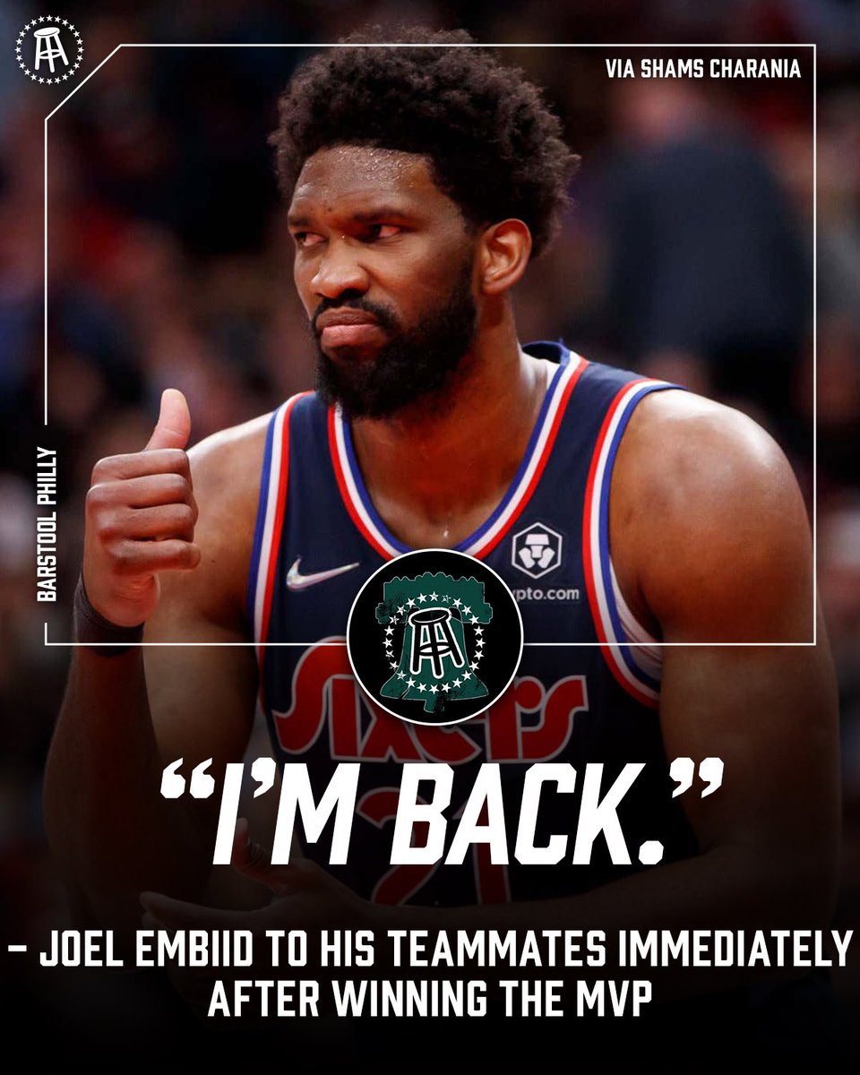 BarstoolPhilly's tweet photo. THE MVP IS BACK https://t.co/VQIykcRpug