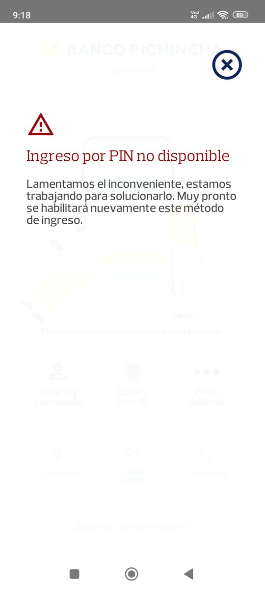 leortiz89's tweet photo. @BancoPichincha estoy tratando de acceder a mi banca móvil y nuevamente sigue rebotando el ingreso, por más que se coloque usuario y contraseña, pin o huella digital, siempre sale este mensaje de error, favor dar solución @superbancosEC https://t.co/LUbm7Wd6N4