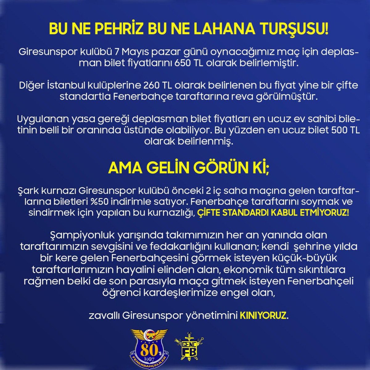 Biz tek siz hepiniz...gücünüz yetmeyecek..
<a href="/Fenerbahce/">Fenerbahçe SK</a>
<a href="/TFF_Org/">TFF</a>
<a href="/Giresunspor/">Giresunspor</a>