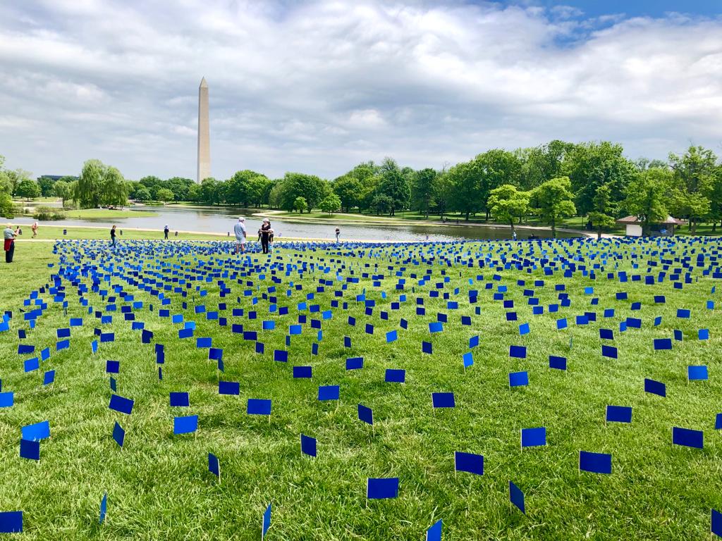 One week from today, 6,000 blue flags will be displayed in front of the Washington Monument, representing the 6,000 people who are diagnosed with ALS each year. (1/2)