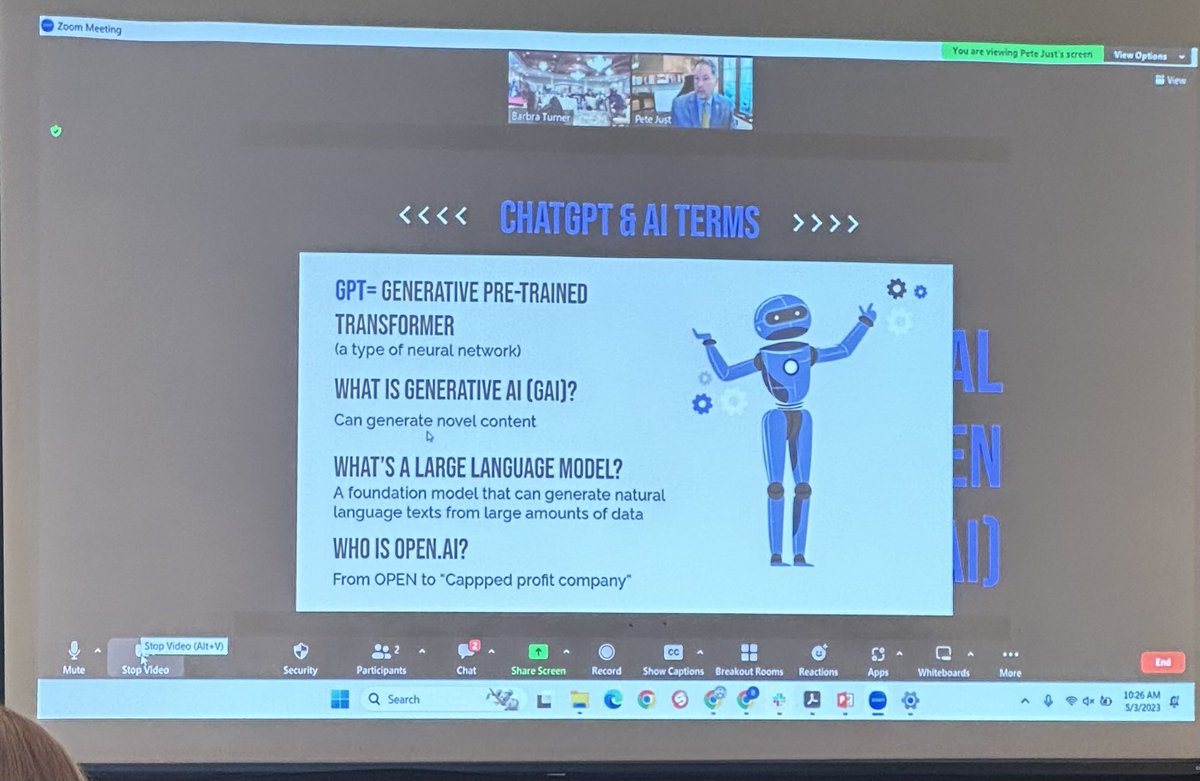 Happy to see <a href="/PeteJust/">Pete Just</a>⁩ presenting virtually on generative AI at the #nhcto clinic.
