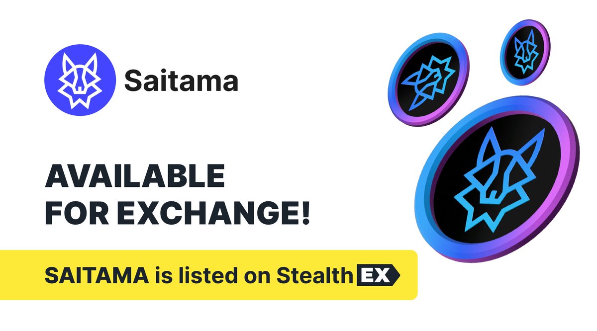 Join the world of DeFi with #Saitama 🤩

@WeAreSaitama is a #web3 projects primarily focused on developing #DeFi ecosystem for everyday life 🌟

Get #Saitama on StealthEX easily

👉 stealthex.io/?to=saitamav2 👈

No limits/ KYC/ registration for cross-chain exchange of 1000+ coins🔥