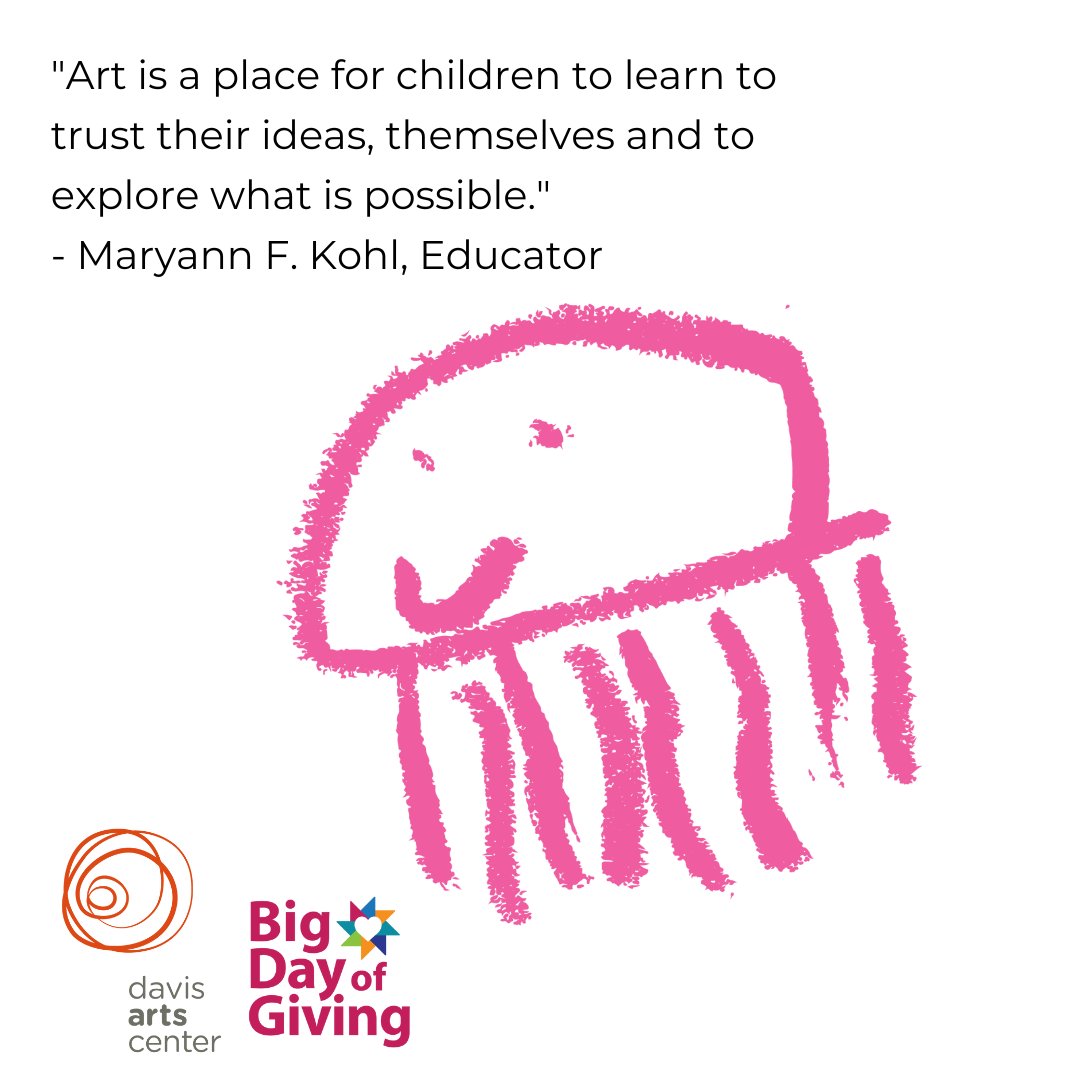 Jack began to draw jellyfish in his sketchbook, telling stories about where it lives. He experimented with art supplies and techniques. He learned what he liked and didn’t like without the pressure of drawing a perfect image.

#BDOG2023
#bigdayofgiving
Bigdayofgiving.org/davisartscenter