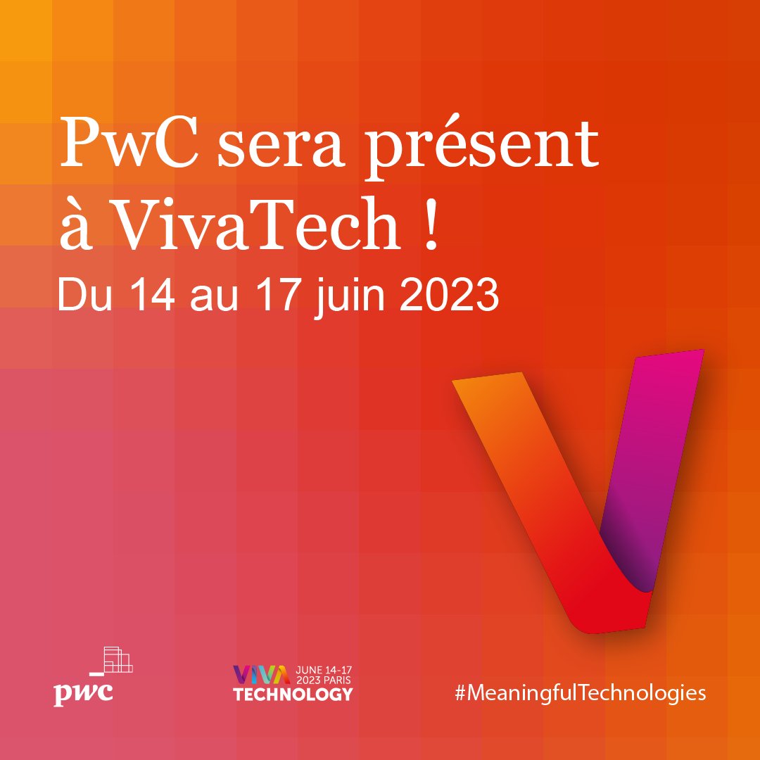 #PwC participe pour la 1ère fois à  #VivaTech, du 14 au 17 juin 2023 à Paris ! #PwCProud de pouvoir présenter notre vision d'une #technologie porteuse de sens au service de l’humain qui répond aux enjeux complexes de notre époque. 
Pour en savoir plus ➡️ my.sociabble.com/Y22P4ZnbwsU7