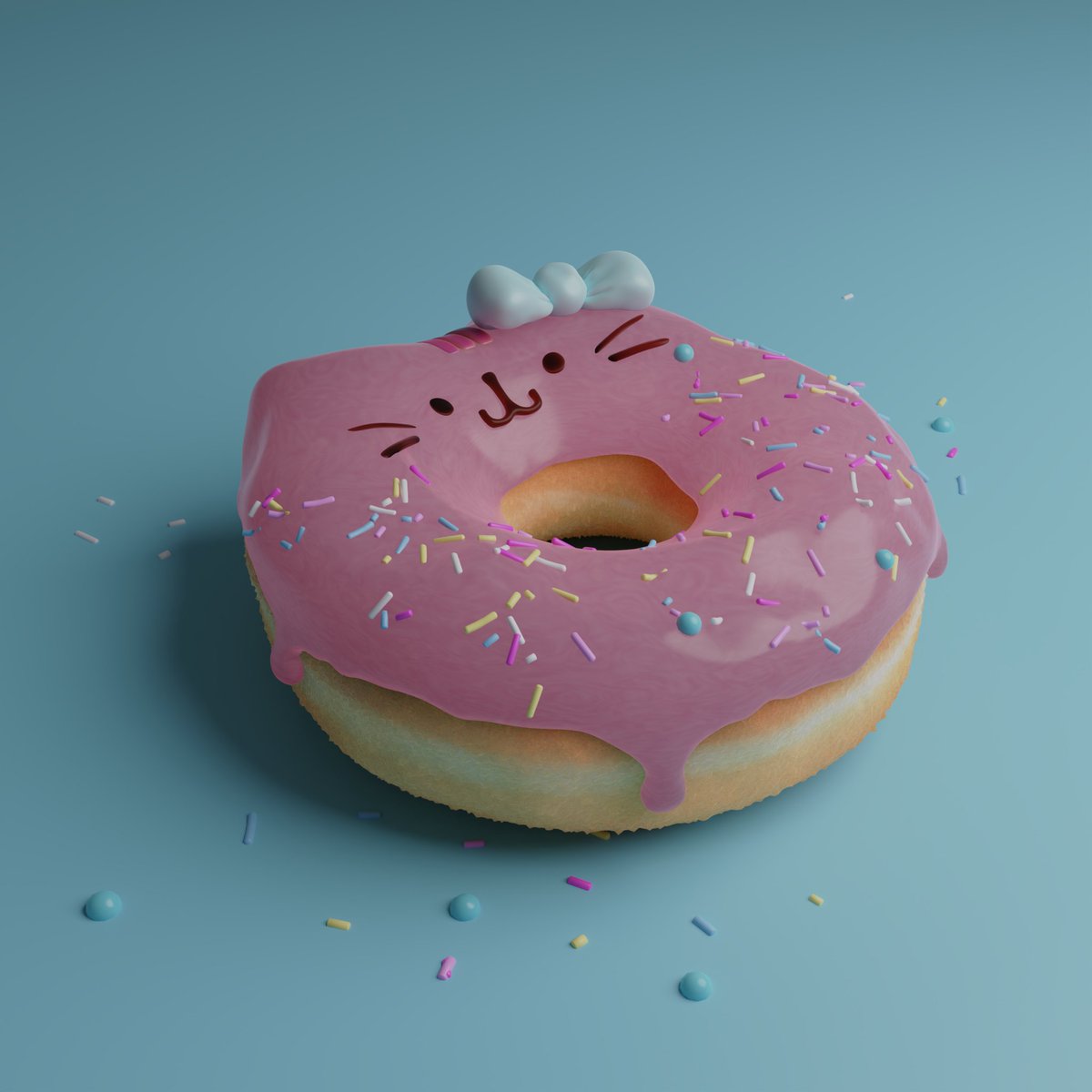 whitlynx's tweet photo. Holii ☺️ después de un par de días he terminado mi primer modelo en 3D, el mítico donut de principiante en Blender, y la verdad es que me encanta como ha quedado🥰 https://t.co/toIltr7SyZ