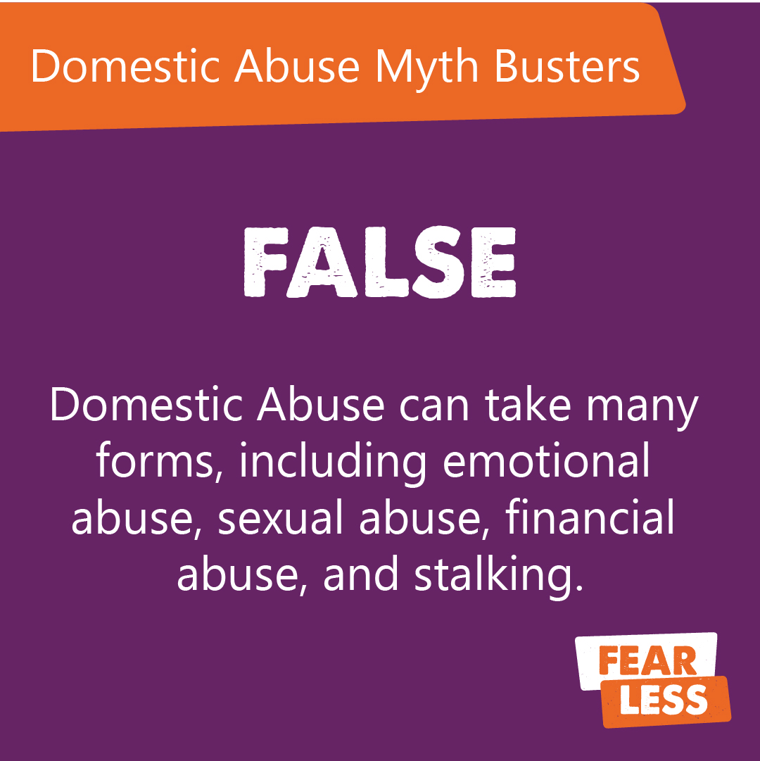 FearFreeCharity's tweet image. There are lots of #misconceptions and #myths around Domestic Abuse. These myths can make it difficult for people to seek help and for the public to understand the nature of Domestic Abuse.
#domestic #abuse #supportlocal #myth #FAQ