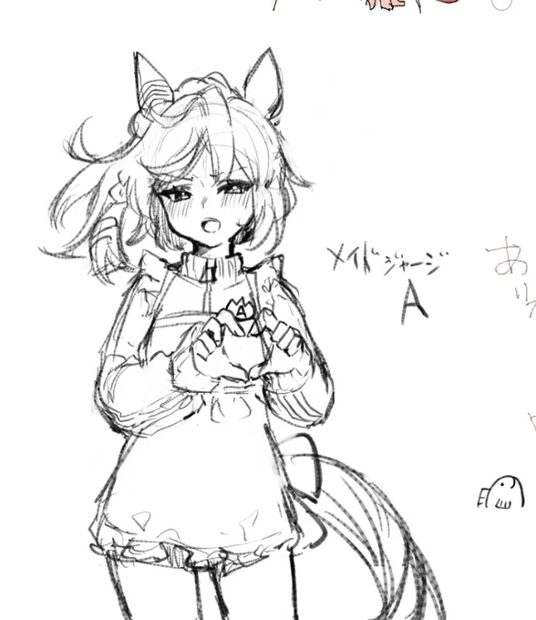 私の好きなキャラをジャージメイドや勝負服などで描いてくださいました。初オーナー側での絵チャ楽しかったです。 見に来てくださった方々もありがとうございました～ いずれは何かの縛りでやってみたいですね