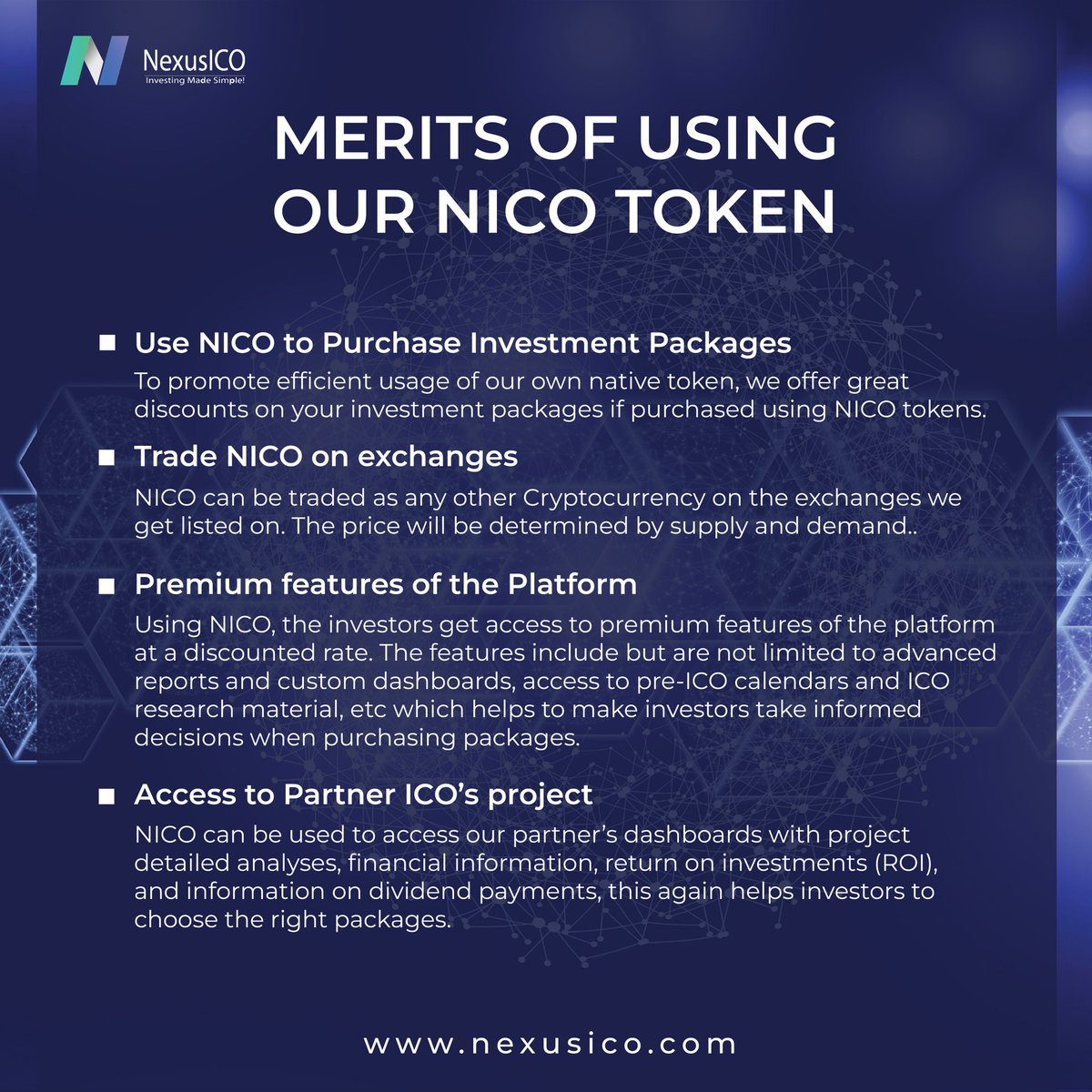 nexusico's tweet photo. Enjoy premium features of our platform and seize the opportunity to make better profits with NexusICO's very own NICO token!✨💲
Here's your chance to pave the way to financial freedom with NexusICO! ✨
Contact us at
🌐 https://t.co/2qhEWvgyj9
#nexusico #cryptocurrency #bitcoin https://t.co/TnBPduqXJJ