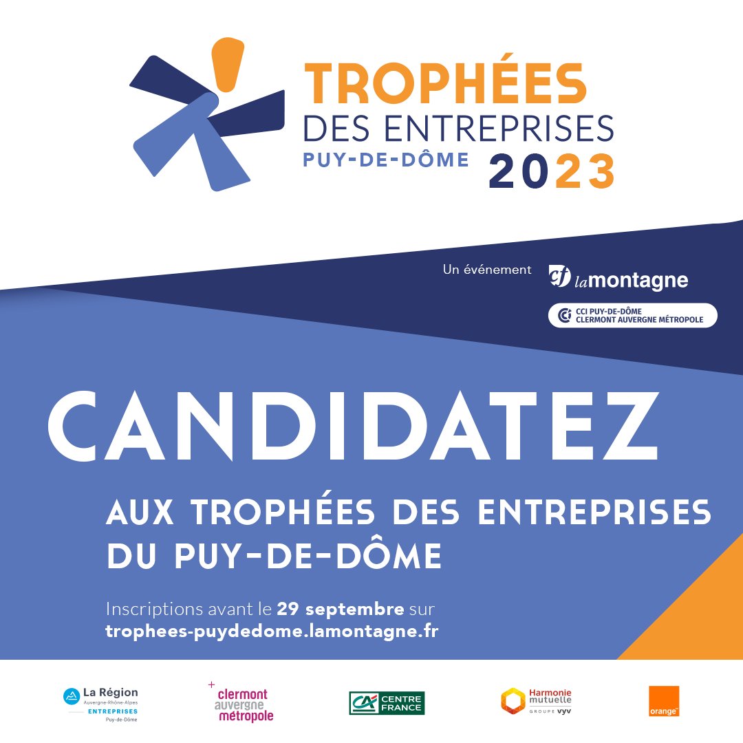 OrangeAuRA's tweet photo. 3 raisons de candidater aux Trophées des Entreprises du Puy-de-Dôme dont @Orange est partenaire :
➡️ Développer son réseau & son image
➡️ Recevoir un film promotionnel
➡️ Bénéficier d'un article dans @lamontagne_fr
A vos claviers 💻 : https://t.co/iQIyu9I0g4
#Tropheespdd https://t.co/2wmEdzPniQ