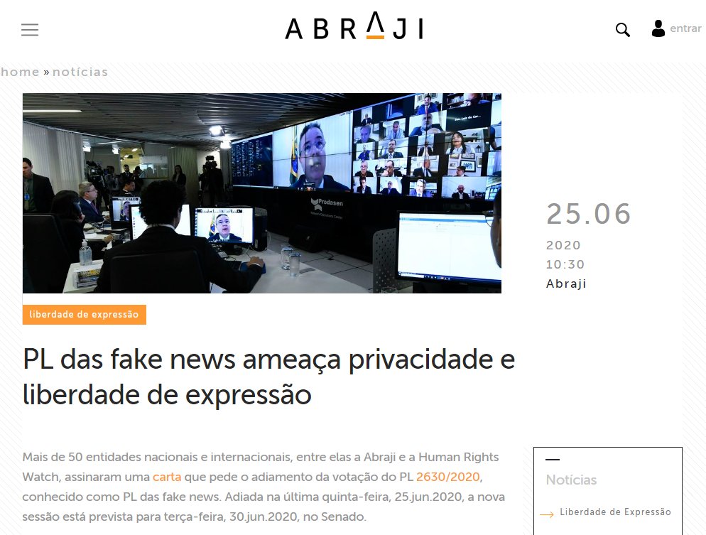 MBLivre's tweet photo. Vejam que coisa curiosa: em 2020, a ABRAJI, Associação Brasileira de Jornalismo Investigativo, soltou uma matéria se colocando CONTRA o PL 2630. Na época, Felipe Neto assinou a nota junto com as bigtechs. https://t.co/zFHcszKUQs