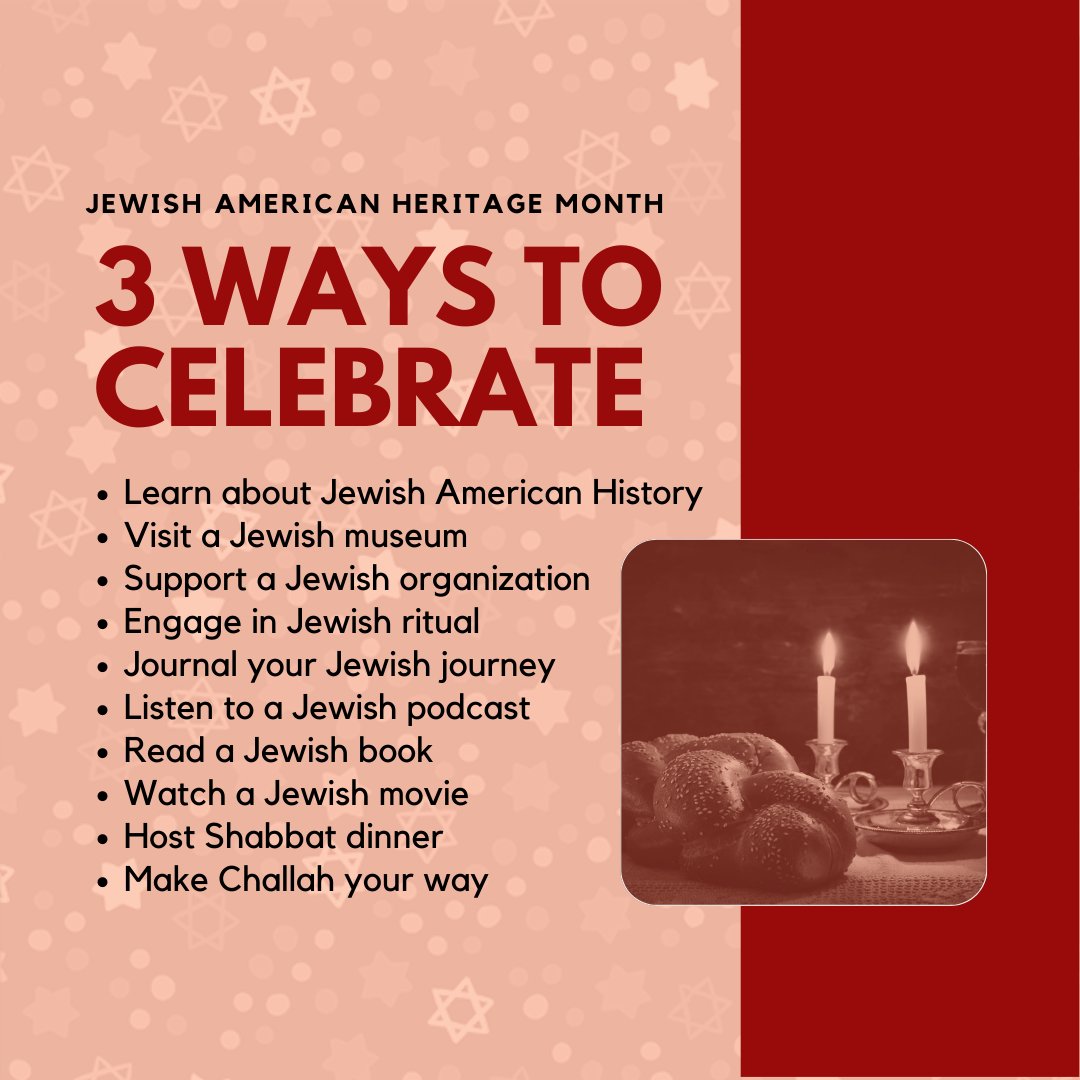 May is Jewish American Heritage Month! Here are a few ways to celebrate Jewish American Heritage this month!

#jews #jewish #latinx #community #latine #latina #jewishlives #jewishpride  #jewishamerican #MyJAHM  #OurSharedHeritage