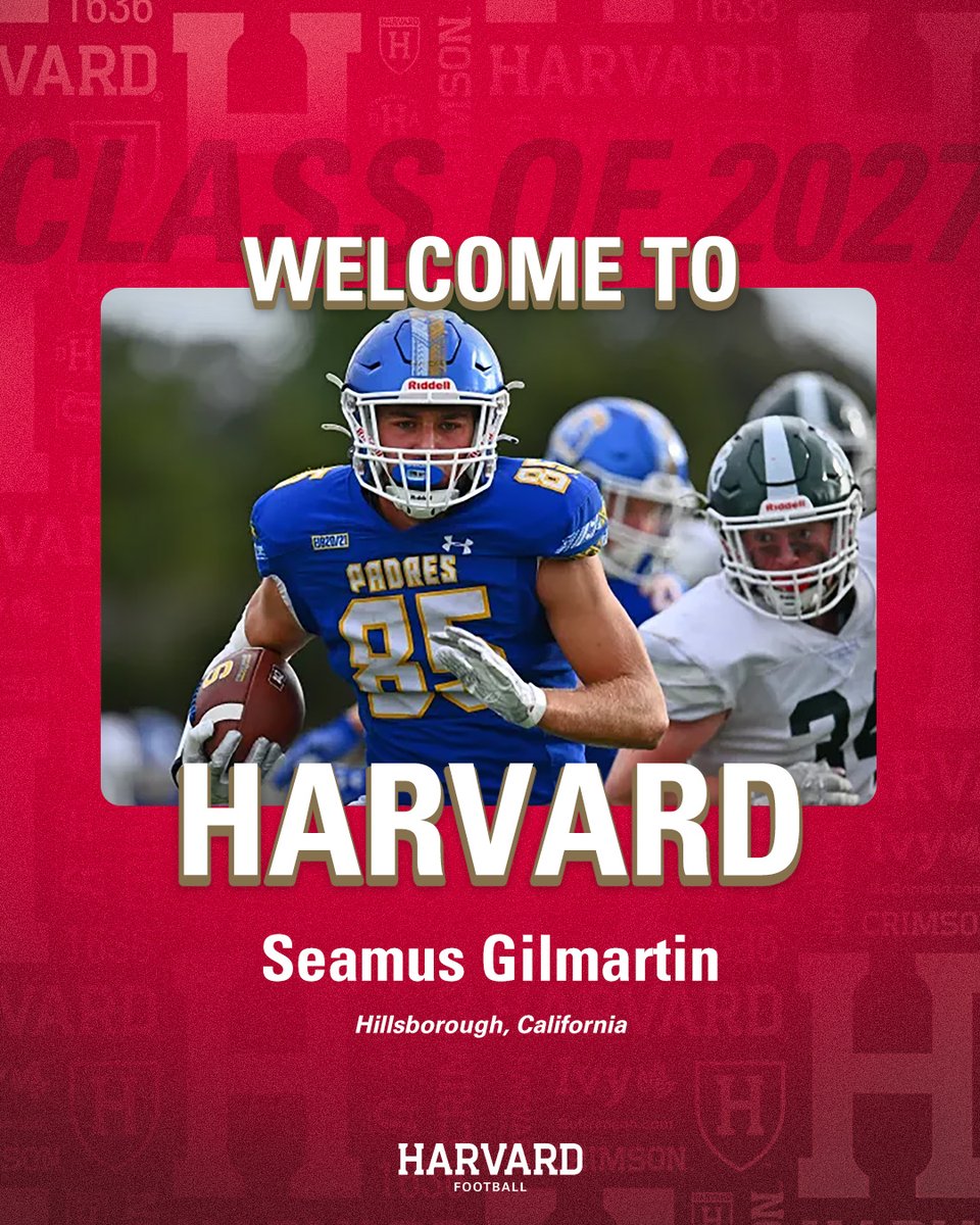 𝙏𝙝𝙚 𝙁𝙪𝙩𝙪𝙧𝙚 𝙞𝙨 𝙃𝙚𝙧𝙚. 👊

➡️ Seamus Gilmartin
➡️ Tight End
➡️ Hillsborough, Calif.

📰 bit.ly/3LQBxLC

#GoCrimson x #ClassOf2027
<a href="/GilmartinSeamus/">Seamus Gilmartin</a>