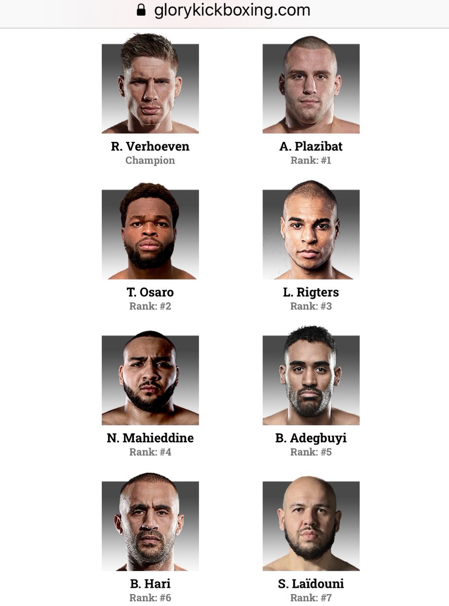 Les Algériens🇩🇿 et les Hollandais🇳🇱 sont les + présents dans le top 7 des poids-lourds du Glory

Nordine Mahieddine🇩🇿 reste le meilleur combattant poids-lourd du monde Arabe (pour rappel il a battu le challenger n°1 Antonio Plazibat)

Et Sofian Laidouni🇩🇿 monte à la 7ème place