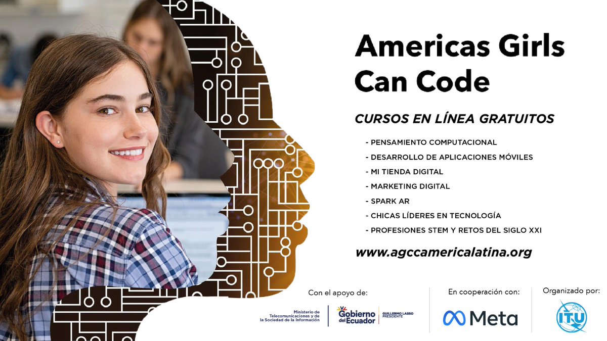 Telecom_Ec's tweet photo. El Programa #AmericasGirlsCanCode que impulsamos junto a @ITU para reducir la brecha digital de género, la ministra @vmaino destacó el trabajo del🇪🇨.
Forma parte de las capacitaciones gratuitas y participa de la #TransformaciónDigital.👩‍💻
Boletín completo👇https://t.co/TqYIDeuRqc https://t.co/9TJwvG9pOR