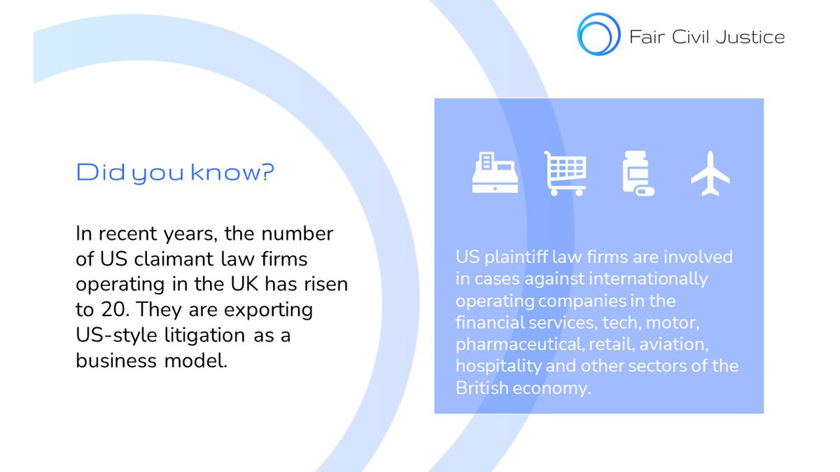 faircivjustice's tweet image. The UK is experiencing an increase in US-style #litigation, namely through the growth of &quot;opt-out&quot; #collectiveactions where individuals are automatically dragged into a #lawsuit unless they chose to opt-out.

These practices cause harm to #consumers and #businesses of all sizes.