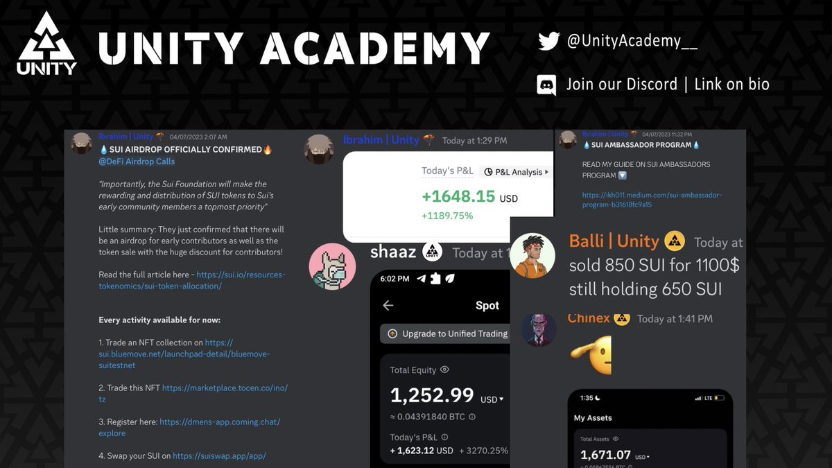 UnityAcademy's tweet photo. $SUI Airdrop &amp; Giveaway 🎉🎊

Our Members Made $1000+ Each on This DeFi Airdrop 🪂 

Airdropping $SUI to Members Who Follow Tasks + Drop Wallet Below 👇 

⛩️ | Join Free Discord | Link In Bio
🎉 | RT • Tag 3 Friends

#SUI #SUIGiveaway #SuiNetwork #SUIAirdrop #Crypto #NFTs https://t.co/PcrvCEF7q6