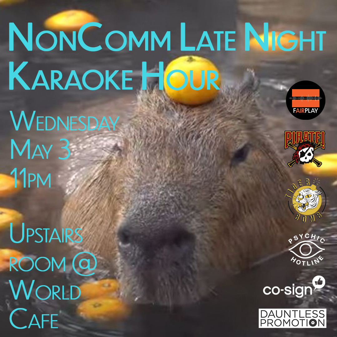Karaoke tonight #noncomm <a href="/worldcafelive/">World Cafe Live</a> <a href="/wxpnfm/">WXPN</a> <a href="/FairPlay_AllDay/">FairPlay</a> <a href="/tigerbombpromo/">Tiger Bomb Promo</a> <a href="/psyhotline/">PSYCHIC HOTLINE</a> <a href="/co_sign/">co-sign</a> @dauntj @douginthehaus <a href="/DomPaolo/">Domenic Paolo</a> <a href="/realstevetheo/">Steve Theo</a>