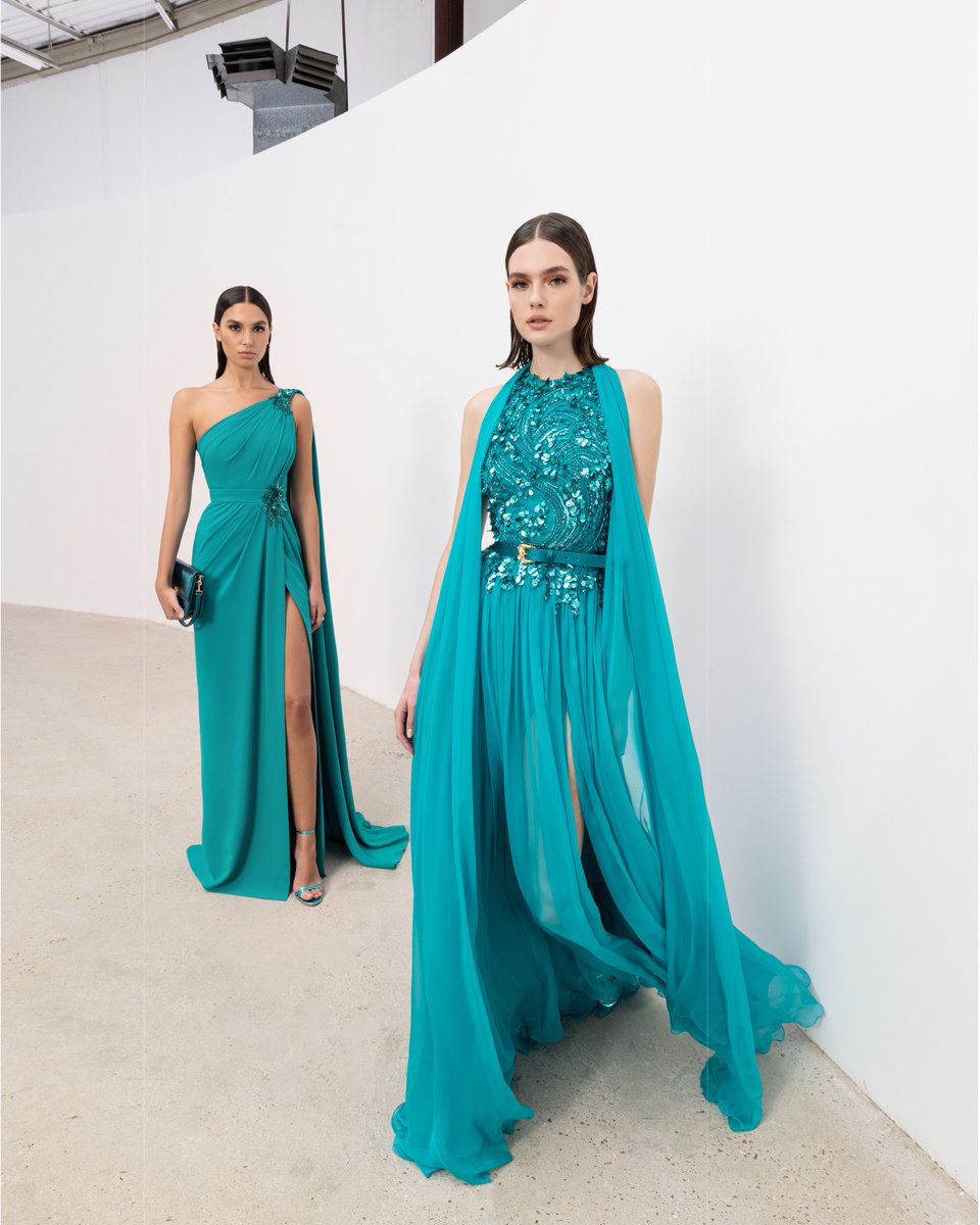The #ZuhairMuradRTW Spring-Summer 2023 collection is characterized by the foam of the Pacific Ocean collected along the way, devising sensual curves that evoke femininity. Shop the looks online at ZuhairMurad.com or at our boutiques. #ZuhairMurad