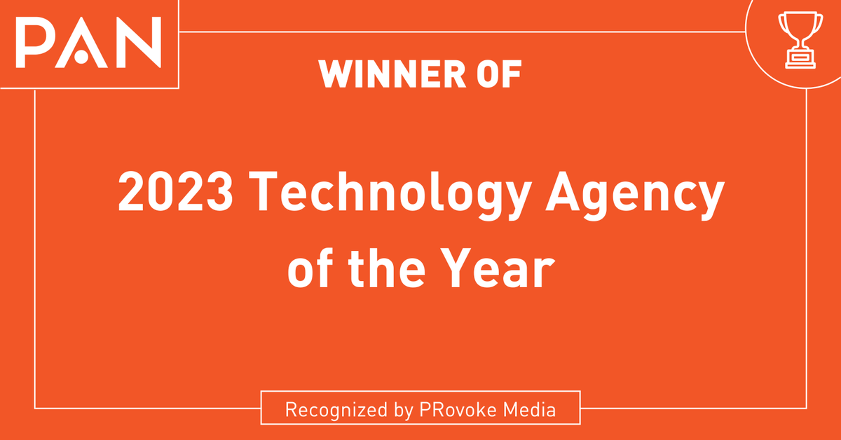 Last night, PAN Communications was selected as <a href="/Provoke_News/">PRovoke Media</a> 2023 Technology Agency of the Year! 

We're incredibly proud of our Team for all of their hard work - this award displays our agency's expertise, leadership and innovation. bit.ly/3p3hReD