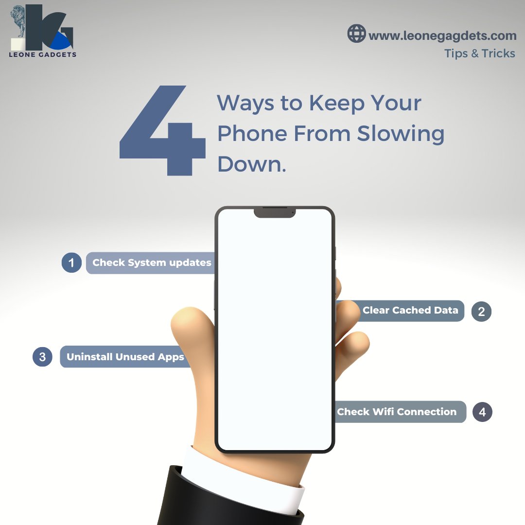 LeoneGadgets's tweet image. Here are four ways you can keep your phone from slowing down, do you know any more ways? 

Tell us in the comments.

#PhoneCare
#PhoneProtection
#freetown 
#LeoneGadgets
#Gadgets
#technology 
#PhoneBattery