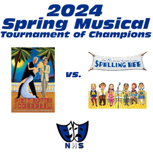 Today's match up in the 2024 SPRING MUSICAL TOURNAMENT OF CHAMPIONS features two show we've produced before - DIRTY ROTTEN SCOUNDRELS and THE 25TH ANNUAL PUTNAM COUNTY SPELLING BEE.

Which show do you think deserves a second incarnation?