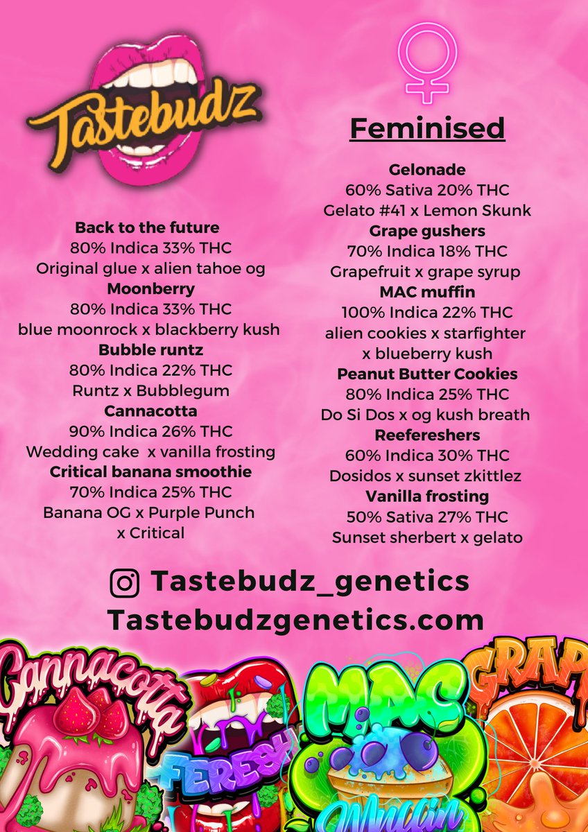 TastebudzSeeds's tweet photo. 💘Updated product list 👇

https://t.co/t29axZ8UF6

#tastebudzseeds
#tastebudzgenetics
#cannabisseeds
#autoseeds https://t.co/mfgPzcEc4w