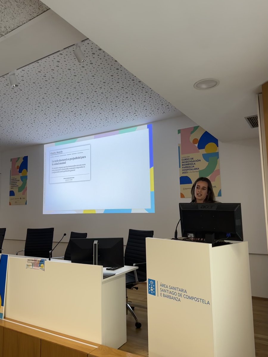 Ahora el turno de nuestra compañera <a href="/anacasbal/">Ana Castro Balado</a> , que compartirá con nosotros su experiencia compaginando la #tesis con la residencia en Farmacia Hospitalaria 📚👩‍🔬. #IBFH23