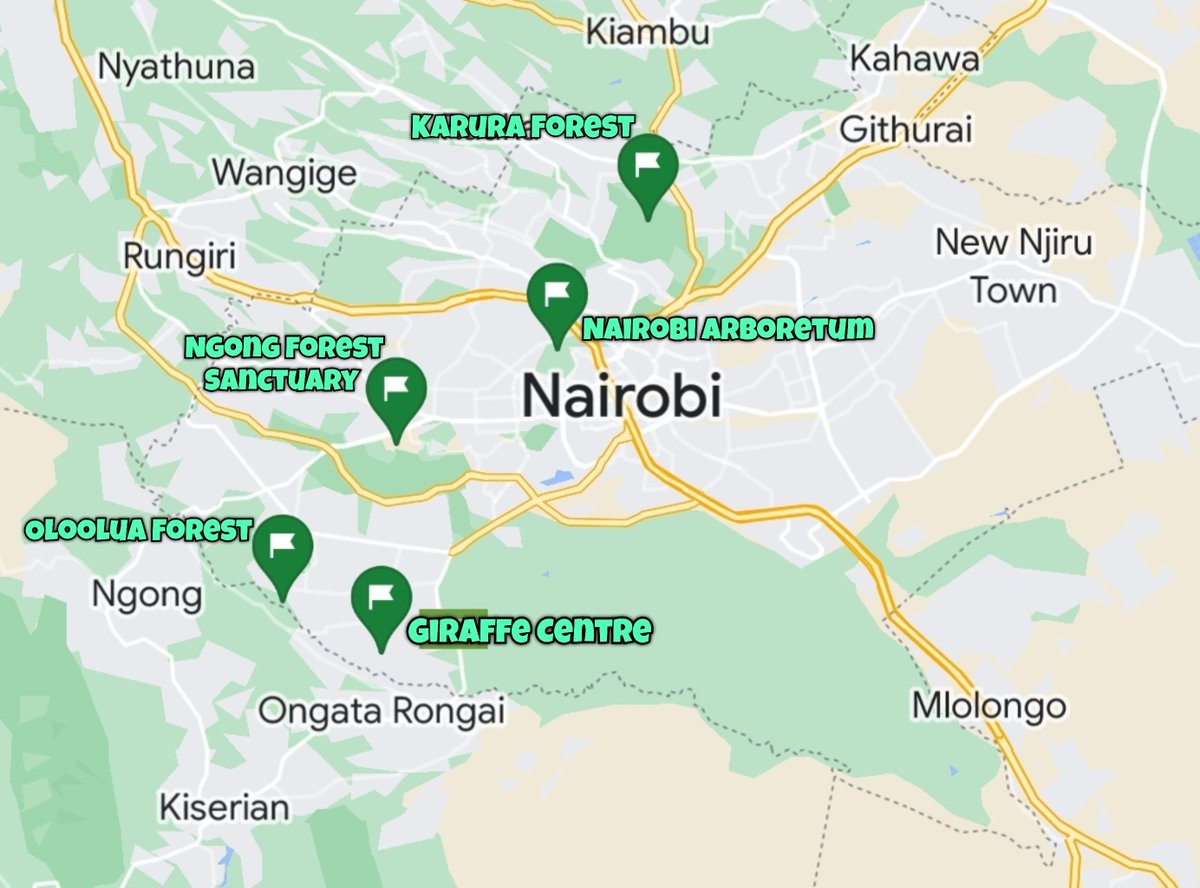 EASY NATURE TRAILS IN NAIROBI. • Giraffe Centre: 2KM trail. Entry Ksh400. • Nairobi Arboretum: 3KM trail. Entry Ksh65. • Oloolua Forest: 5KM trail. Entry Ksh200. • Karura Forest: 5/10/15KM trails. Entry Ksh100. • Ngong Forest Sanctuary: 5/10/15/21KM trails. Entry…