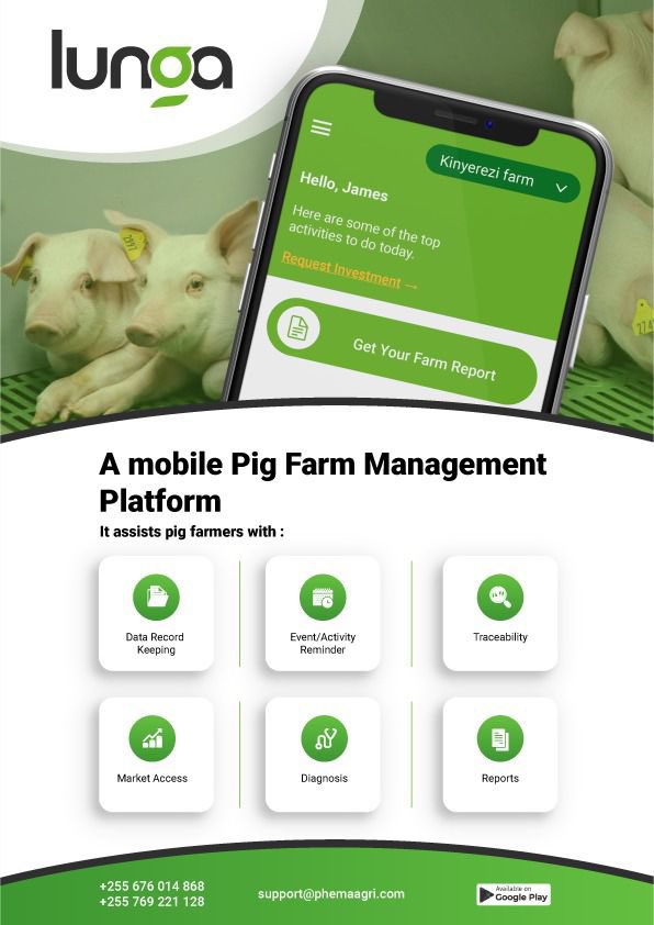 DaniellaKwayu's tweet photo. Introducing @lunga_app a new farm management platform for Pig farmers in Tanzania!! Shamba lako ni biashara yako. Available on the playstore!!#PigFarming #FarmManagementApp #agtech https://t.co/1OJjUXFaGf