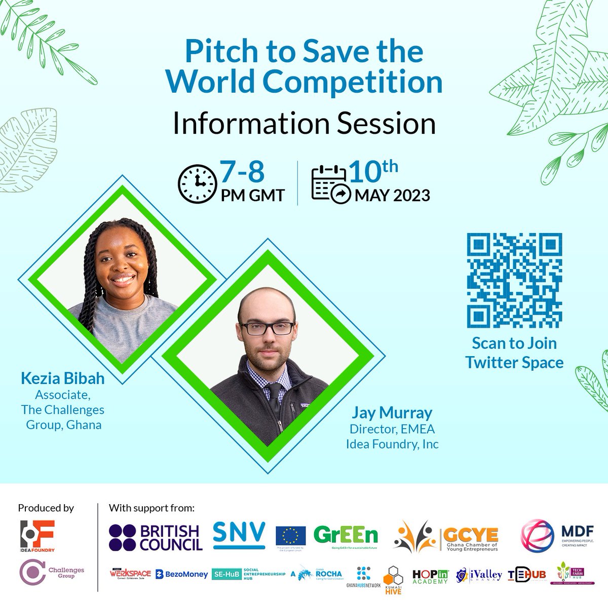 SNVGhana's tweet photo. If you are thinking of applying for Pitch to Save the World, join the #TwitterSession on 10 May 2023 at 7:00pm GMT.
Schedule the information session here: https://t.co/hLkD07l6D5
#AfricaTrustFund #GrEEnProject https://t.co/r1tte3Ly4r