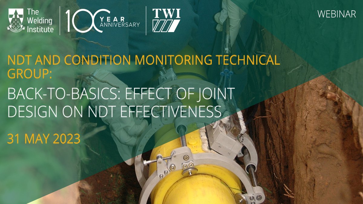 TWI_Ltd's tweet photo. Are you aware of the impact of #JointDesign on the effectiveness of #NonDestructiveTesting (#NDT)?
Register now at the link below: https://t.co/LuFAfRFKqi
#NDTInspection #Webinar #QualityInspection #DesignEngineering
@WeldingInst @TWI_training @TWI_Ltd https://t.co/mphNEvhHqR