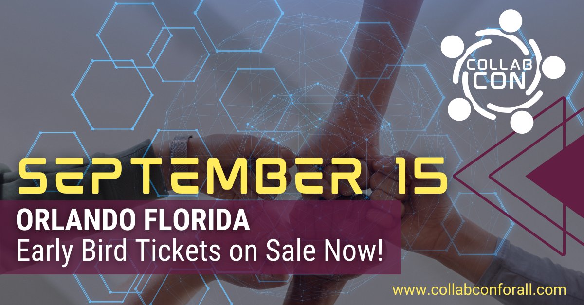 Join us for CollabCon 2023 in Orlando for the best tips, tricks, and tools for collaboration in the workplace!

Early bird tickets available until 6/30/23. Secure your spot at collabconforall.com!

#CollabConForAll #Collaboration #ITConference #Conference2023 #Conference