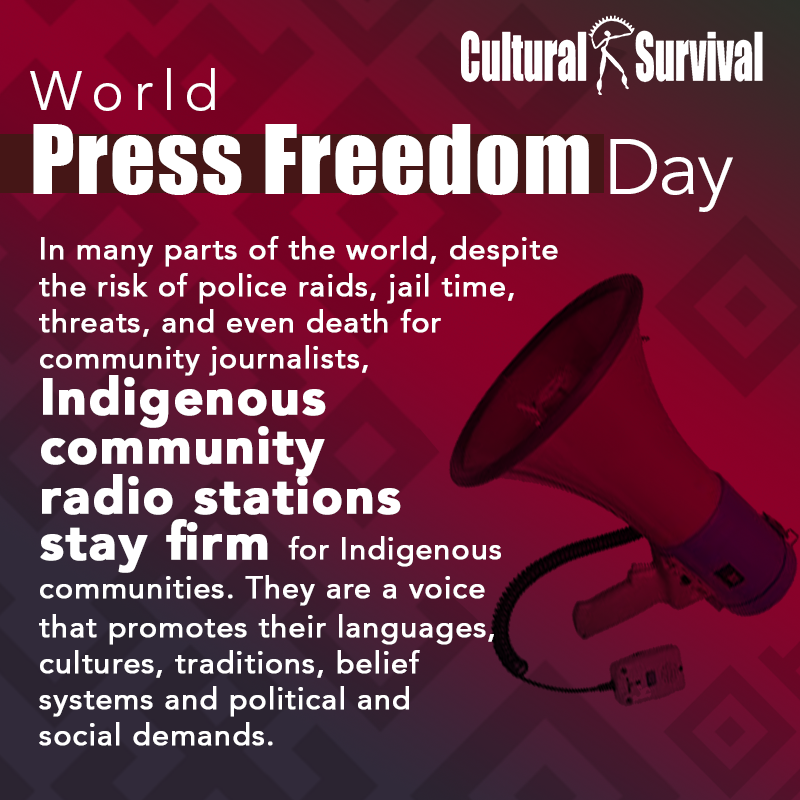 CSORG's tweet photo. This World Press Freedom Day, we demand an end to violence and threats to Indigenous Journalists and the illegalization and persecution of Indigenous community stations! #IndigenousCommunityRadio #IndigenousSelfDetermination #PressFreedomDay #AmplifyingIndigenousVoices https://t.co/g6q6TlifUm