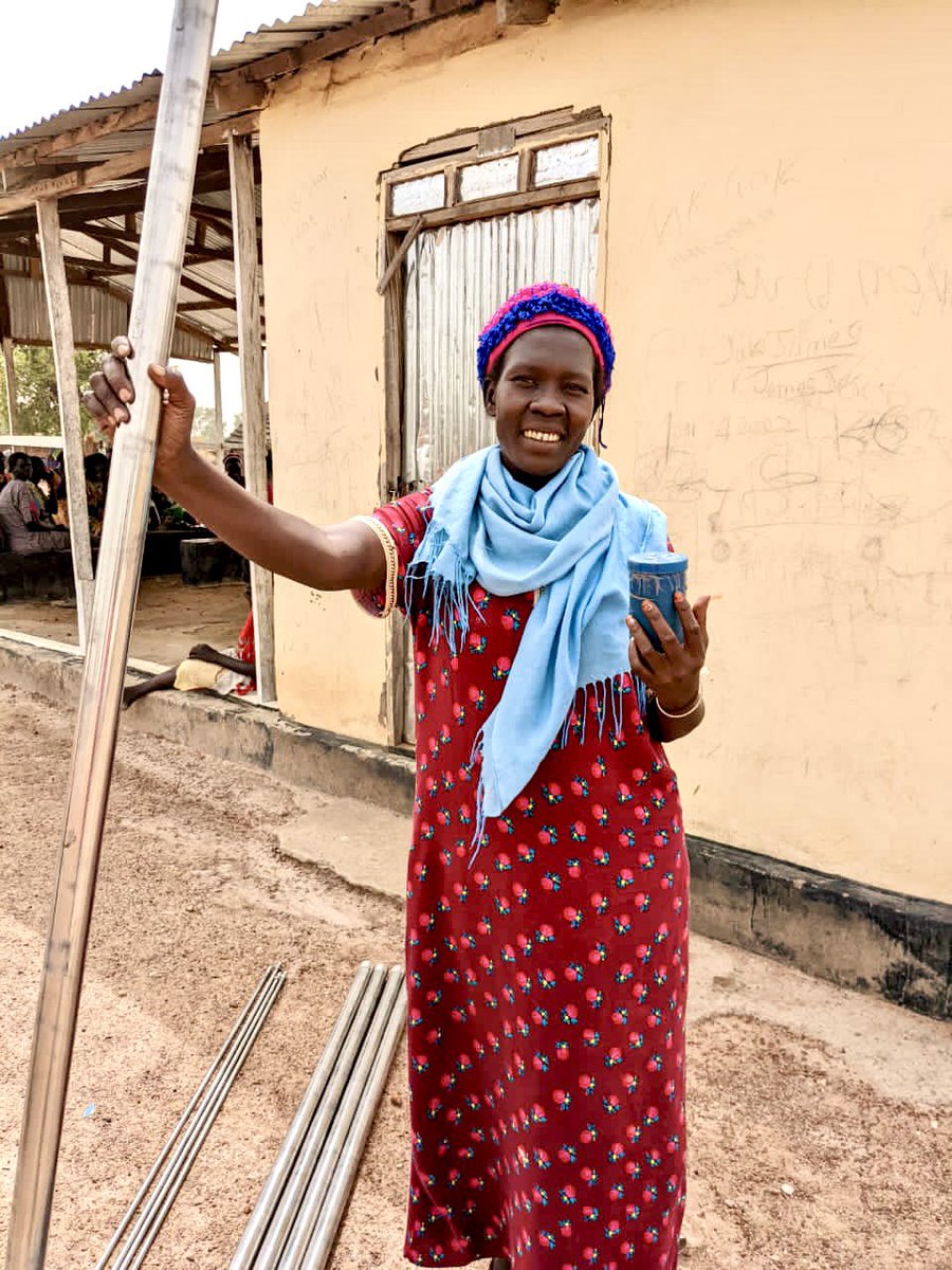 OneHeart1Lif3's tweet photo. RT waterisbasic "Elizabeth Nyibol Akol received tools during the delivery of spare parts in Bar Mayen Payam. ⚒️ 

Elizabeth is one of the graduates of our third group to go through training in our Women’s Well Repair Initiative in Aweil, South Sudan.… https://t.co/bTvnfoowlp"