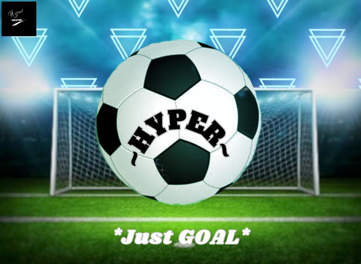 Product name: Hyper Football Product type: Football Colour: White and black Tagline: Just GOAL Logo: Hyper_Creation As you can see in this ad poster to highlight the football we put it infront of the goal spot with some triangular designs in the background. #Hyper_Creation