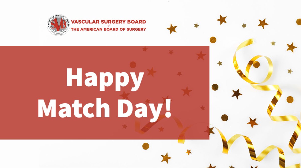 It's #MatchDay for Vascular Surgery Fellowship Matches! The Vascular Surgery Board wishes you all the best, and congratulations on all your hard work! #FellowMatch