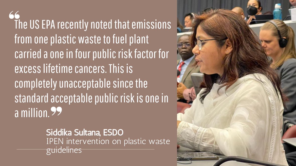 Siddika Sultana of @esdobd presents IPEN's intervention on plastic waste guidelines at BRS earlier this week. See videos of all IPEN interventions this week at ow.ly/K7cO50OcOyW