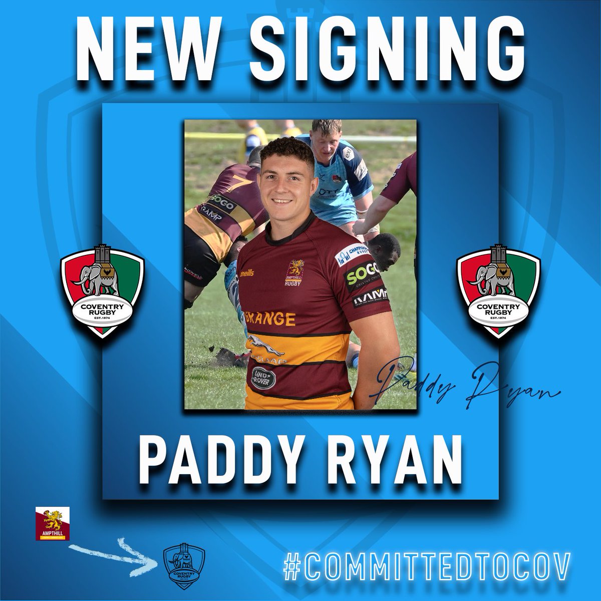 CoventryRugby's tweet photo. 𝗪𝗲𝗹𝗰𝗼𝗺𝗲, 𝗣𝗮𝗱𝗱𝘆!👋

✍️We’re delighted to announce the signing of back-row, Paddy Ryan ahead of the 2023/24 season✅

🔀 @Pah_Ryan8 joins us from fellow Champ side, Ampthill!

Full story🗞👉 https://t.co/aWYruens01

#CommittedToCov 🔵⚪️ https://t.co/a0ia1C4d8Q