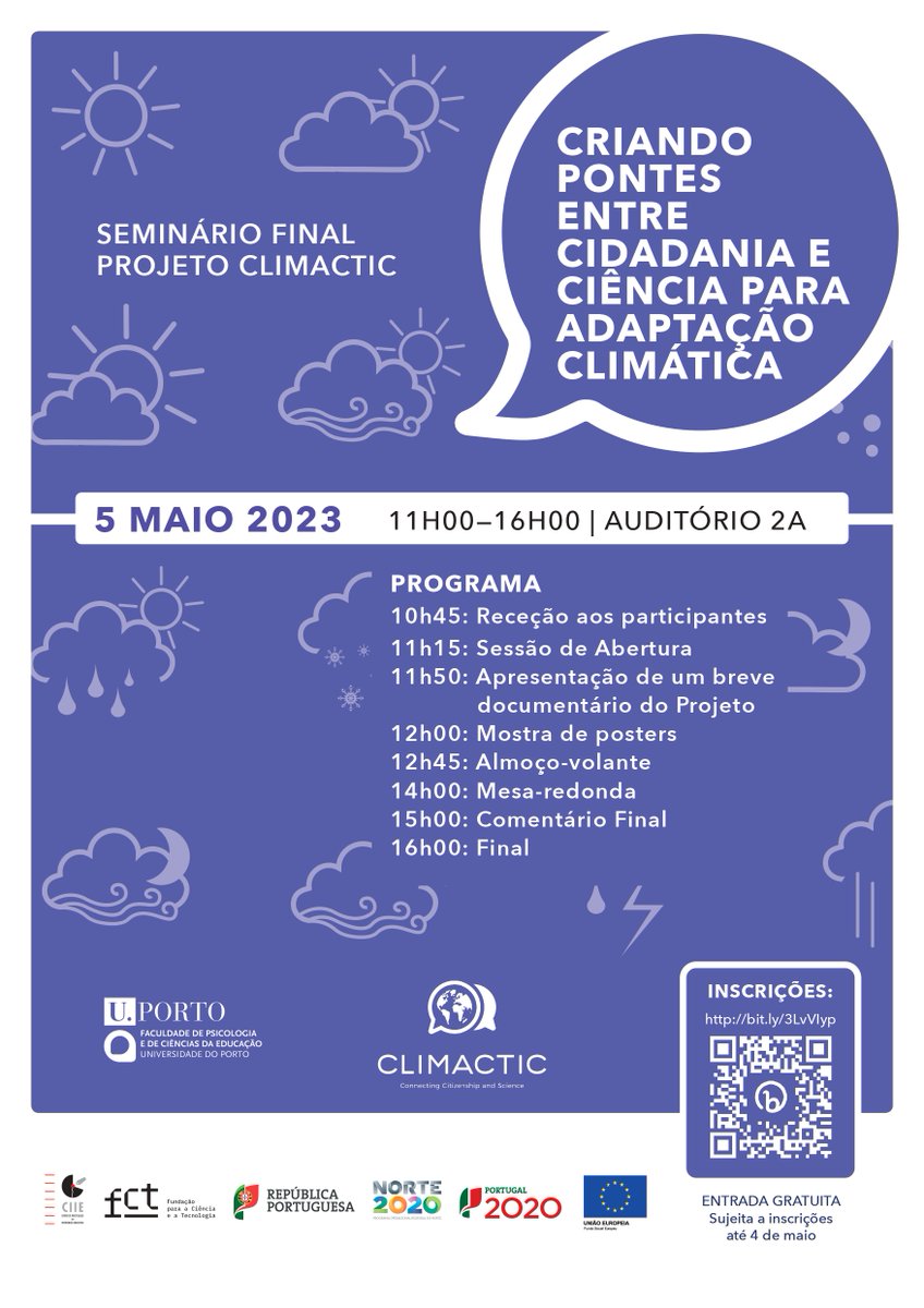 climactic_up's tweet photo. No dia 5 de maio, entre as 11h e 16h, irá decorrer no Auditório 2A da @fpceup o nosso Seminário final. A participação é gratuita, mas sujeita a inscrição, que pode ser efetuada até 4 de maio neste link:
https://t.co/ULILOtKNf2 https://t.co/u4Q5WbTrOt