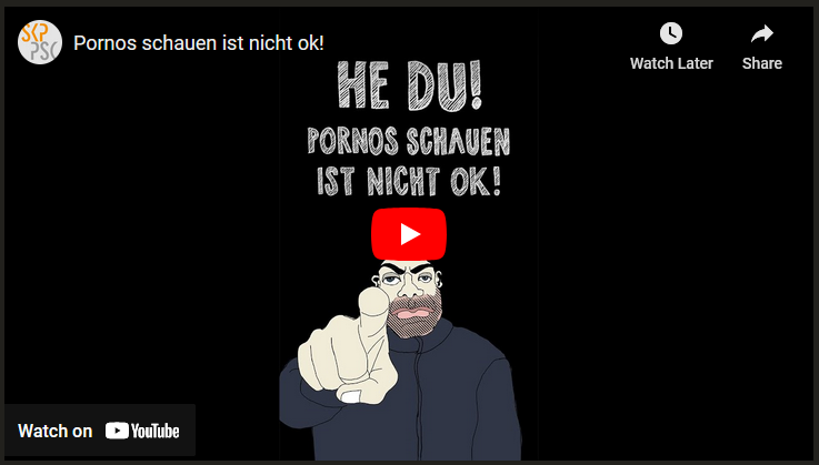 Laut dem YouTube Profil betreibt die Schweizerische Kriminalprävention 'eine zeitgemässe Präventionsarbeit'. Dann machen sie so ein Video... Ich weiss ja auch nicht. 3. Mai Scherz?

(srf.ch/kultur/gesells…)