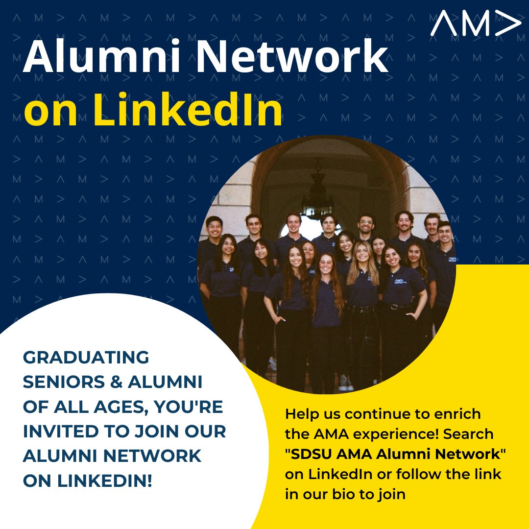 Congratulations Seniors! We hope we made your college experience AMAzing!

Please continue to help enrich the AMA experience by joining our alumni group on LinkedIn.

This is for alumni of all ages. Anyone who was in AMA and graduated is encouraged to join!