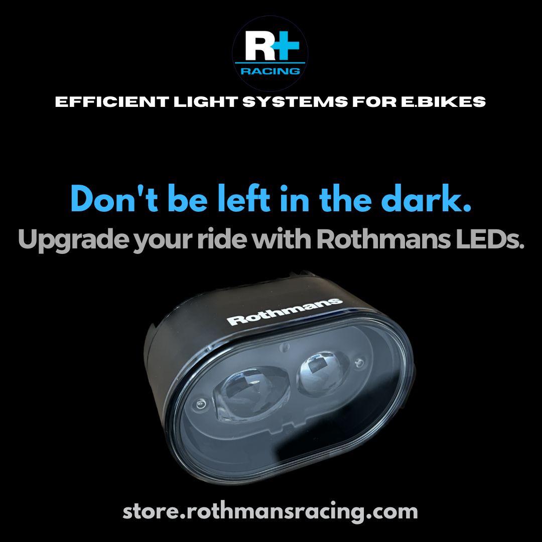 Upgrade your #ElectricBike with Rothmans' LED lights for brighter, more energy-efficient illumination. With up to 1500 lumens and no complex wiring required, our lights are the perfect choice for riders looking for easy installation and improved visibility on the road. #ebikes
