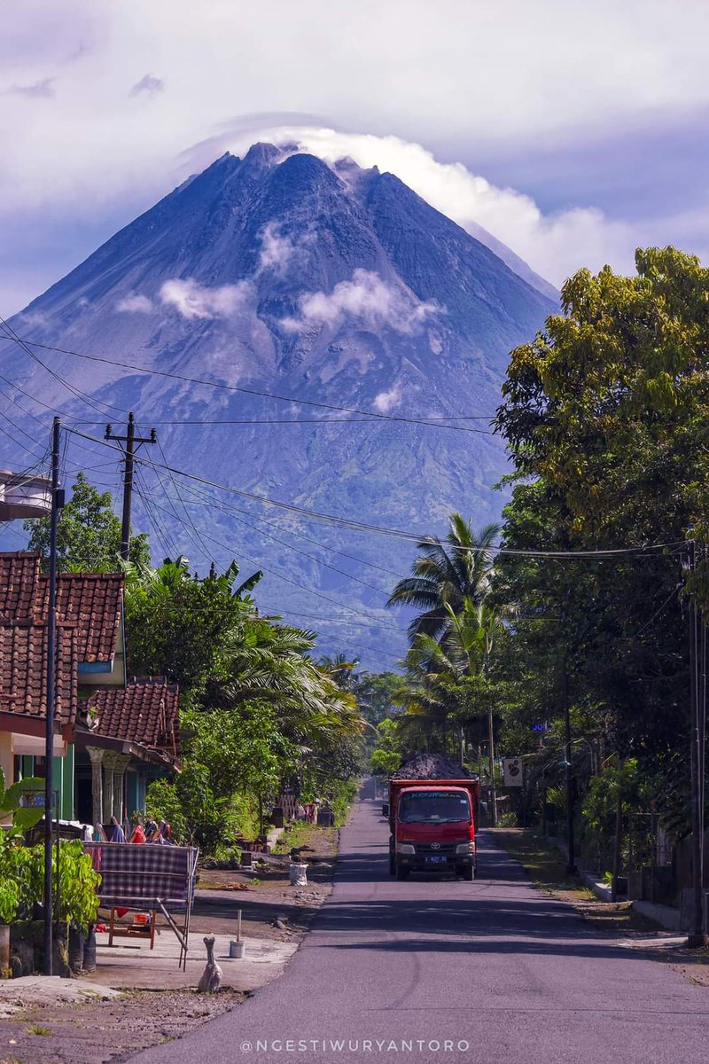 Mount Merapi seen from Tempel District, Sleman Regency, Special Region of Yogyakarta