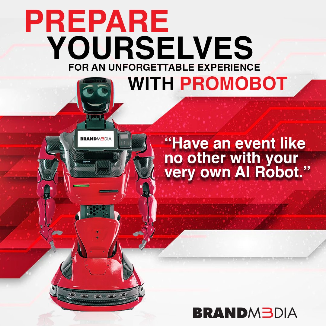 Elevate your event experience with our Promobot AI Robot Event Rentals! At BrandM3dia.

brandm3dia.com/promobot-ai-ro…

#BrandM3dia #Toronto #PromobotAI #EventRental #BusinessEvents #Robotics #EventTech #CorporateEvents #Innovation #AI #RobotRental #EventPlanning #Technology #Business
