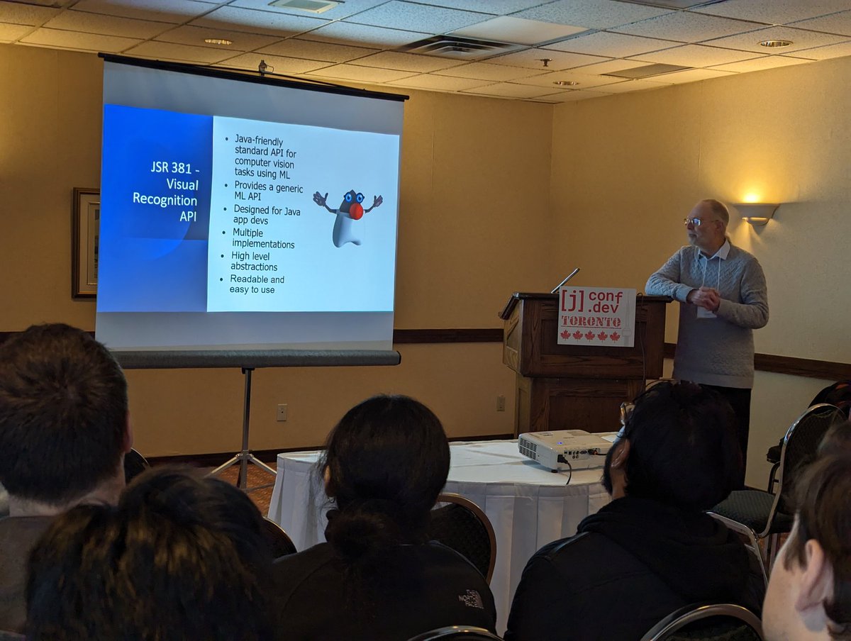 jfuerth's tweet photo. Should #Java be a first class citizen in the Machine Learning world? Yes! Ken Fogel tells us why at #jconf #Toronto https://t.co/zN253xgZbh